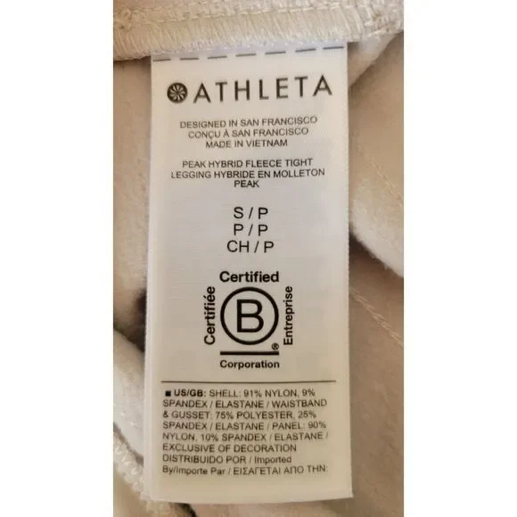 Athleta Peak Hybrid Fleece Tight Legging Pants
